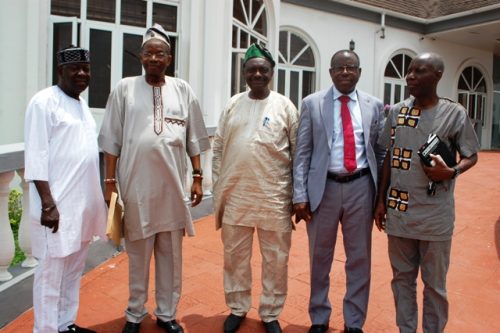 Picture taken at Olubadan of Ibadan Palace after the presentation of a proposal on the training of youths on Poultry Production to the Olubadan Committee on Economy and Investments