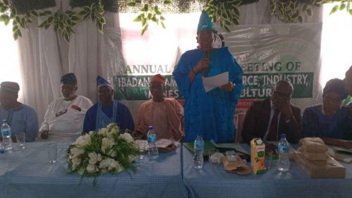 23rd President of ICCI, Chief E.F. Ogunnaike, MFR presenting his acceptance speech during the 2026 AGM and Induction of the New President